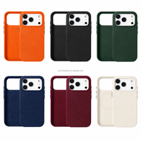 Production en usine, vente en gros, étui de téléphone portable en cuir pleine fleur véritable pour iPhone 15 16 17 18 Pro Max Duo