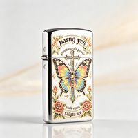 Briquet à kérosène en métal au design papillon fantaisie sculpté, briquet à huile créatif pour cigarettes avec meule, vente en gros