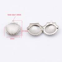 Pendentif en acier inoxydable avec finition miroir, en forme de coquille, cadre Photo, breloques, médaillon
