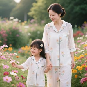 HUOYOUNG Custom Summer Loungewear Pyjamas PJ Set Cotton Sleeping Mommy and <strong>Me</strong> Family Matching Pajamas Set Women - Product Image 2