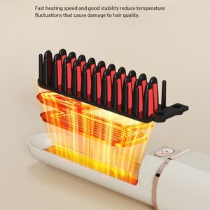 Cepillo Alisador de Cabello LCD Portátil, Plancha de Pelo de Viaje Anti-Quemaduras, Cepillo Estilizador Térmico con Carga USB, Plancha de Pelo Inalámbrica - Product Image 5