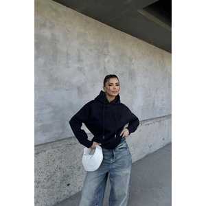 Sudadera con Capucha Azul Marino para Mujer, Marca Eyyo, Bordada - Product Image 4