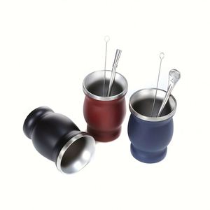 Tasse à Yerba Maté en Acier Inoxydable 8 Oz avec Paille Bombilla, Gobelet Isotherme à Double Paroi Sous Vide pour Cadeaux d'Affaires, Maintien Thermique 6-12 Heures - Product Image 3