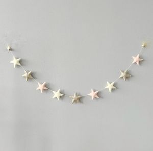 Guirnalda de fieltro de estrella decoración de dormitorio de bebé Bandera de estrella <span class=keywords><strong>beige</strong></span> de oro blanco - Product Image 2