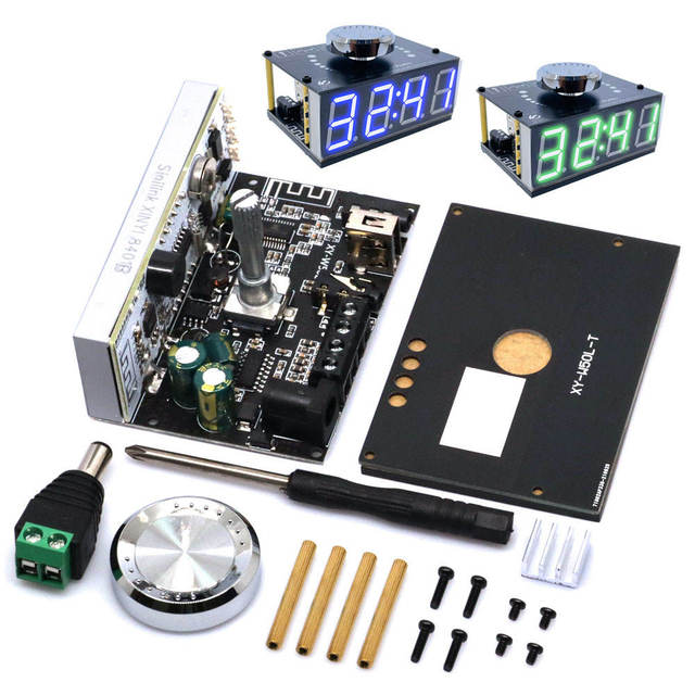 HIFI 50W*2 Stereo Bluetooth 5.0 Digital Power Amplifier Board Module With WIFI Timing Clock XY-W50L With Blue/Green Digital Tube