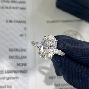 Fine Jewelry Engagement Unisex 1 Carat IGI 18k White Gold Rhodium Plated Classic D Color Filled Oval Cut <b>Diamond</b> <b>Ring</b> - Product Image 2