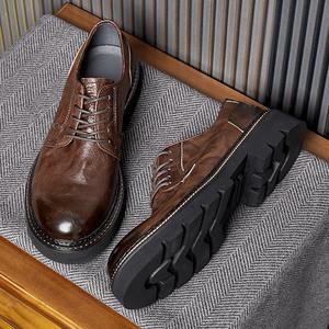 Formal shoes for men Business casual shoes made genuine <b>leather</b> breathable thick sole English style heightening <b>work</b> wear shoes - Product Image 3