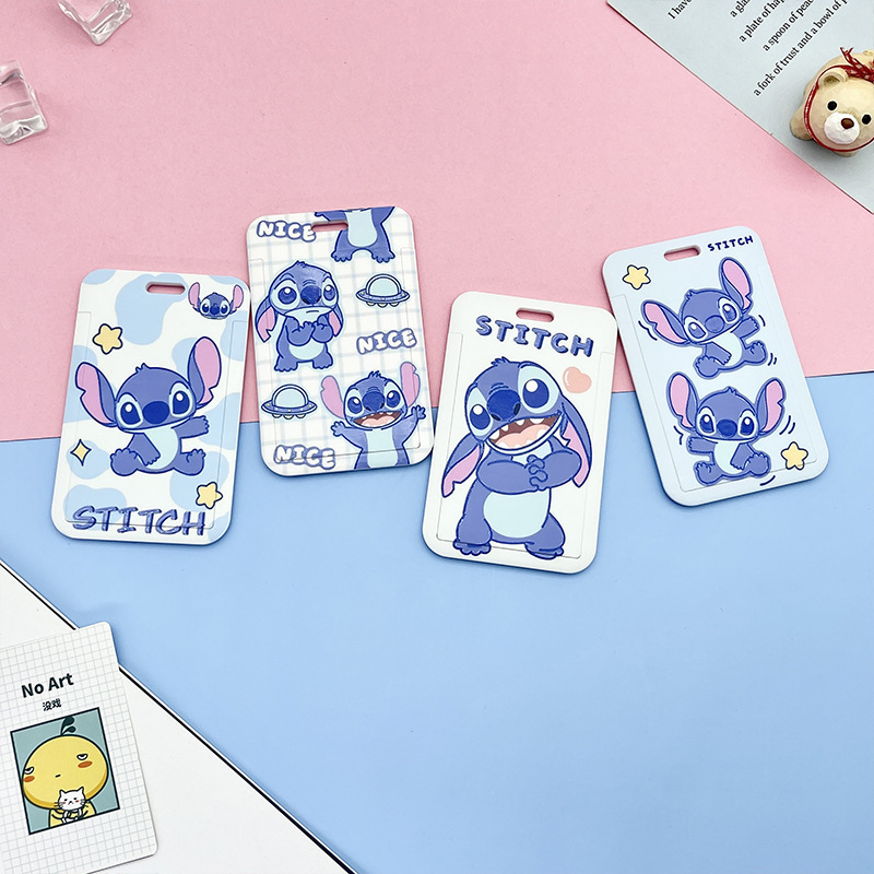Lovely Cartoon Stitch Card Case Cover ID Name Badge Student Card Holder Anti-Lost Lanyards Custom Pattern Plastic Card Cases Image 2