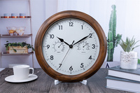 Jam Dinding Kayu Pinus Dekorasi Kamar Tidur Jam Dinding Kayu dengan Tampilan Kelembapan dan Suhu