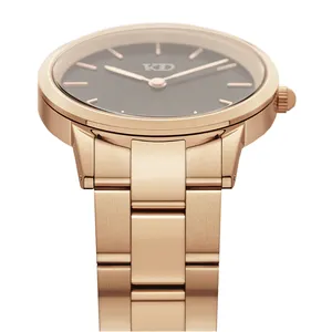 Лидер продаж, Классические роскошные Брендовые женские часы с розовым золотым ремешком, водонепроницаемые кварцевые золотые часы для женщин