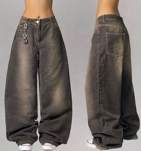 Pantalon Baggy en Jean Femme Taille Haute Rétro Y2K, Nouveau Tendance Personnalisé avec Logo pour Skaters, Qualité Supérieure - Product Image 1
