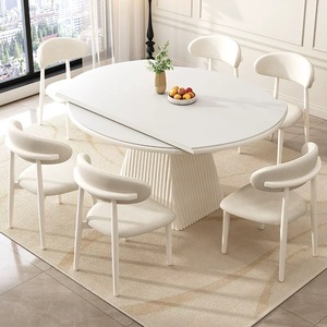 <span class=keywords><strong>Table</strong></span> à manger <span class=keywords><strong>extensible</strong></span> en gros, <span class=keywords><strong>design</strong></span> transformable rond en ovale, meuble idéal pour gagner de la place dans les petits appartements. - Product Image 1