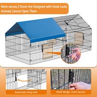Poulailler en fer multi-portes pratique pour l'extérieur, enclos robuste en fil métallique avec plateau en plastique pour poulets, canards, chats et petits animaux
