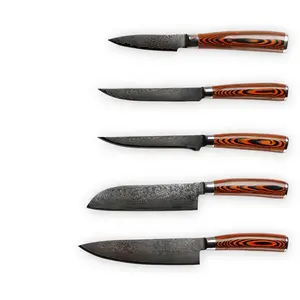 Good Quality 5pcs High Carbon Stainless Steel Professional Cutter Damascus Steel Kitchen Knife Set