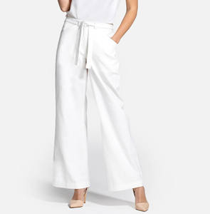 <span class=keywords><strong>Pantaloni</strong></span> da donna classici personalizzati in lino bianco Casual in vita allacciata a vita alta <span class=keywords><strong>cintura</strong></span> elastica Versatile <span class=keywords><strong>pantaloni</strong></span> da ufficio da donna - Product Image 3