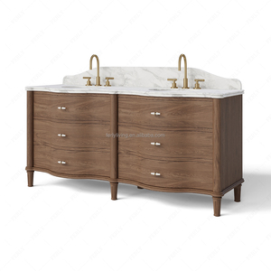 Mueble de Baño de Mármol Arabescato Corchia de Alta Gama FERLY, Modelo <span class=keywords><strong>Valerie</strong></span>, Individual o Doble, Moderno, de Lujo, Personalizado - Product Image 4