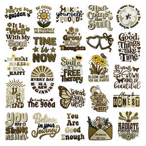 Parches Bordados con Frases Inspiradoras y Curativas en Tono Marrón Cálido, Estilo Retro, para Planchar - Product Image 1