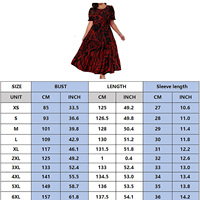 Robe longue décontractée de soirée pour femme, grande taille, vert sauge foncé, style tribal polynésien, à manches courtes bouffantes et à volants superposés