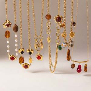 Collier en résine plaqué or 14k 18k en acier inoxydable original, étanche et anti-ternissement, pour femmes et hommes - Product Image 1