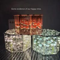 Cadeau romantique fait main, cube magique DIY, lampe miroir rose tulipe, lampe à fleurs artificielles LED, décoration de chambre, cube octogonal rose, veilleuse