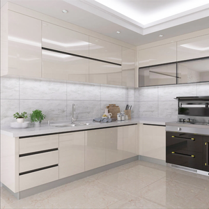 Ensemble complet de meubles de cuisine automatique Armoire de cuisine de style moderne haut de gamme personnalisée Armoire de cuisine en PVC <span class=keywords><strong>gris</strong></span> pour appartement - Product Image 4
