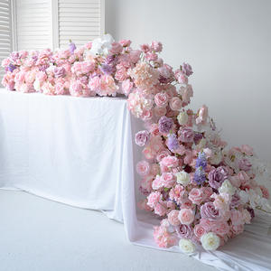 ピンクシルクリアルなローズウェディングガーランド & テーブルセンターピースクリスマスとウェディングデコレーション手作り耐久性のある花 - Product Image 5