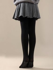 Collants pour enfants doublés polaire, chauds pour l'hiver, en tricot torsadé à motif cœur, leggings anti-boulochage - Product Image 5