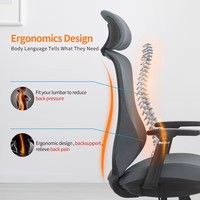 Chaise de bureau ergonomique pivotante K2-BH moderne, dossier haut, réglable, en tissu maillé respirant, hauteur réglable