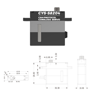 CYS S8204-03 27.5g Servo Slim sans Noyau à Engrenages Métalliques 10kg.cm Zéro Bande Morte pour Pièces d'Avion RC, Planeur, Avion Acrobatique