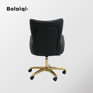 Bolaiqi Chaise de manucure de direction au design moderne pour les techniciens des ongles Roues réglables pivotantes confortables en métal doré - Product Image 3