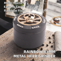 Futeng 63mm 4 Pièces Grinder en Métal Givré Arc-en-ciel en Zinc pour Tabac, Épices, Herbes, avec Motif Animal et Diamant, Portable pour Fumer