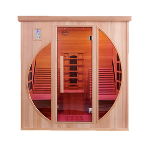 Luxury Indoor Hemlock Solid Wood 2-Person Far Infrared Dry Steam Detox Sauna with Lounger for Gym Use - Product Image 1