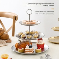 Rak Display Multi-tingkat Stainless Steel, Rak Penyimpanan Nampan Buah, Rak Camilan, Stand Kue Pastry, Nampan Penyimpanan Buah Zhongzhi SCJ