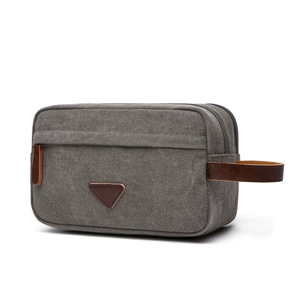 Bolsa de Aseo de Lona de Algodón Encerado en Blanco, Organizador de Neceser Personalizado de Afeitado Colgante de Color Azul Marino Clásico, 16oz - Product Image 5