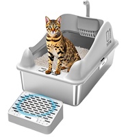 Bac à litière pour chat en acier inoxydable, grand format, durable, facile à nettoyer, best-seller, avec accessoires pour bac à litière pour chat
