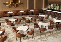 Mobilier de restaurant commercial moderne OEM ODM, mobilier de restauration, cafétéria, banquet, bar, bistrot, banquettes, table à manger, chaises, ensemble