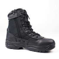 Bottes de travail tactiques imperméables noires pour hommes SONICE, avec fermeture éclair latérale, respirantes, durables, en cuir, pour moto, combat, antidérapantes, quatre saisons