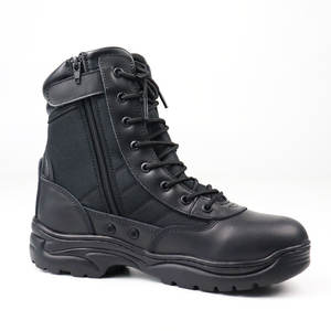 סוניס גברים שחור עמיד למים עבודה טקטיים מגפי zipper עמיד נעלי עור אופנוע קרב מגפיים - Product Image 4