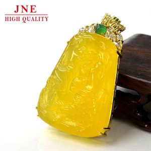 Best-Seller sur Douyin Men's Landscape Brand Natural Agate Ice-Like Canary Stone Landscape Lucky Pendant Wholesale - Product Image 1