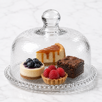 Dôme à gâteau élégant en verre carré avec plateau de service, cloche à dessert transparente pour gâteaux, cupcakes et présentation de fête, compatible congélateur