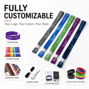 Pulseras de Tela Tejida con Diseño de Arte Popular, Ecológicas, Desechables, con Cierre Deslizante y Logotipo Personalizado, para Eventos Promocionales y Ferias Comerciales - Product Image 3