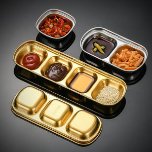 Assiettes de service multi-compartiments en acier inoxydable, style coréen, argent et or, pour dîner, sushi et mini-plats – Vente en gros usine - Product Image 2