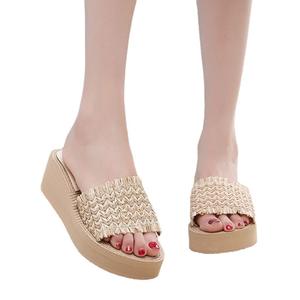 Mode printemps et été femmes pantoufles fond épais talon compensé ballerine pantoufles pour femmes antidérapant bas tongs chaussures - Product Image 1