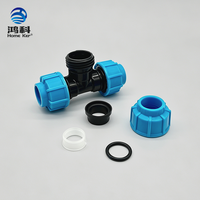 Raccord en T en polyéthylène haute densité PN16 à prix d'usine HongKe, adaptateurs moulés en PP HDPE pour système d'eau