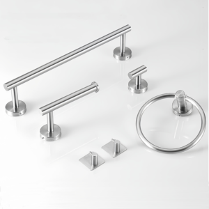 Tự dính thiết kế hiện đại duy nhất không khoan đen bạc Thép không gỉ 304 khăn vòng chủ cho phòng tắm sử dụng - Product Image 3