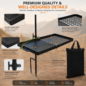 Parrilla de Acero Plegable Portátil de Alta Resistencia para Exteriores con Altura Ajustable y Malla Metálica para Barbacoa - Product Image 5