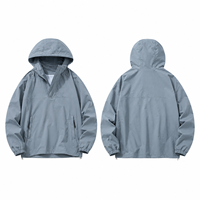 Veste coupe-vent à capuche pour homme avec fermeture éclair, personnalisée OEM, en tissu enduit, pour l'extérieur, décontractée, style pull, fabricant