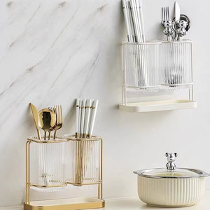 Boîte de rangement transparente simple pour baguettes de luxe, tambour suspendu au mur, étagère de vidange, boîte de rangement pour baguettes de cuisine - Product Image 2