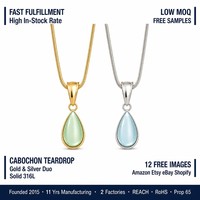 Collier délicat en acier inoxydable plaqué or 18 carats avec pendentif goutte d'eau pour femme, vente en gros, prêt à expédier