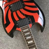 Guitare électrique Red Spider Zakk, corps noir, 6 cordes, micros HH, touche en palissandre, performance professionnelle, livraison rapide, acajou